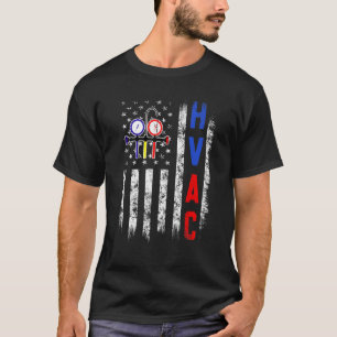 Camiseta Protesto Orgulloso HVAC Tech American Flag HVAC de