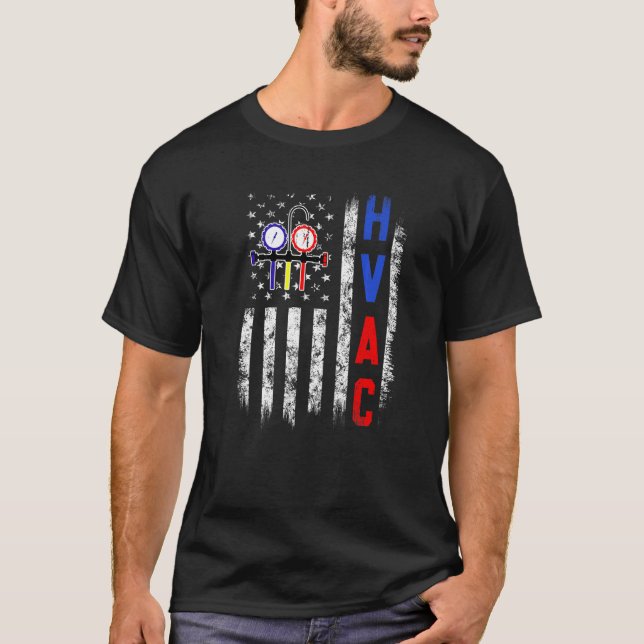 Camiseta Protesto Orgulloso HVAC Tech American Flag HVAC de (Anverso)