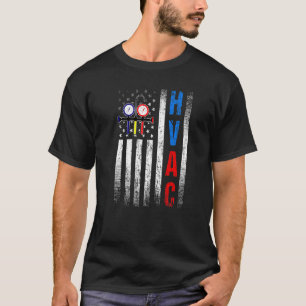 Camiseta Protesto Orgulloso HVAC Tech American Flag HVAC de