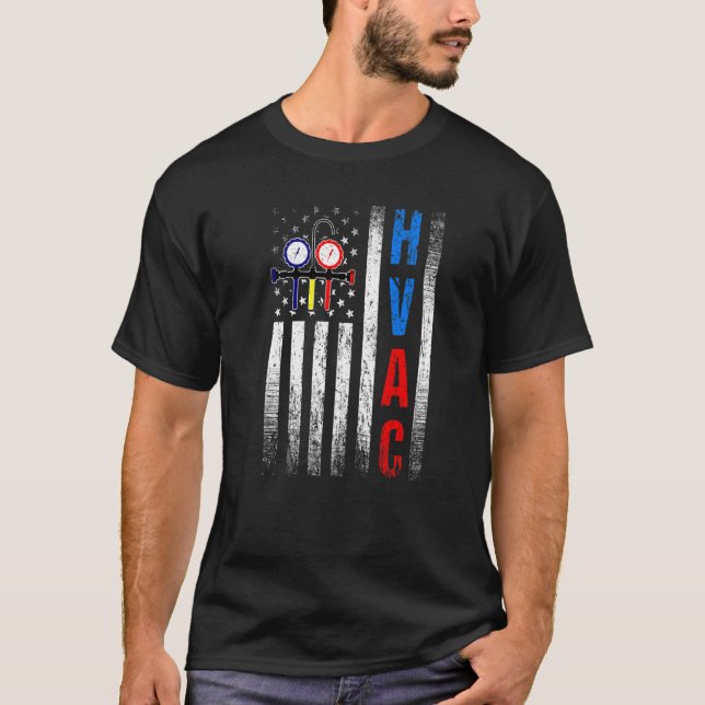 Camiseta Protesto Orgulloso HVAC Tech American Flag HVAC de (Anverso)