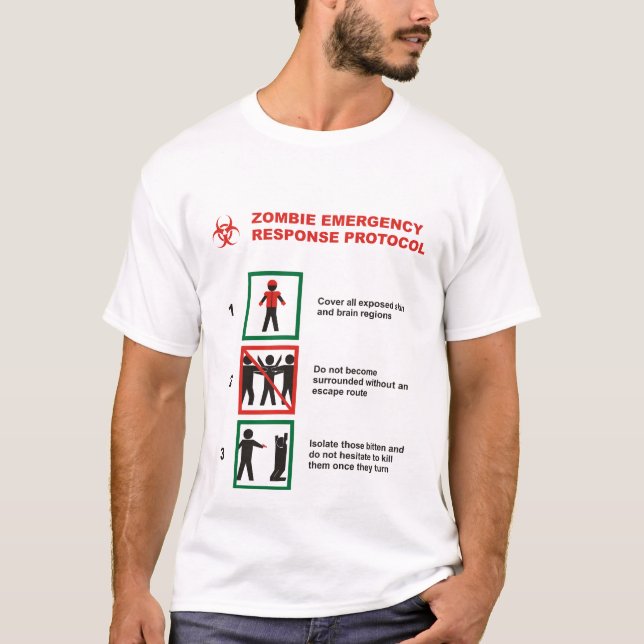 Camiseta Protocolo de la respuesta de emergencia del zombi (Anverso)