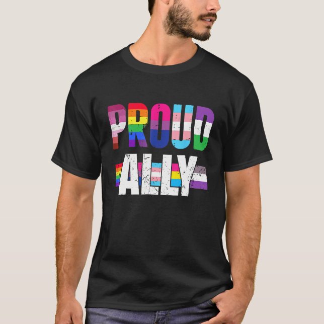 Camiseta Proud Ally  For Gay Pride Month Transgender Flag D (Anverso)