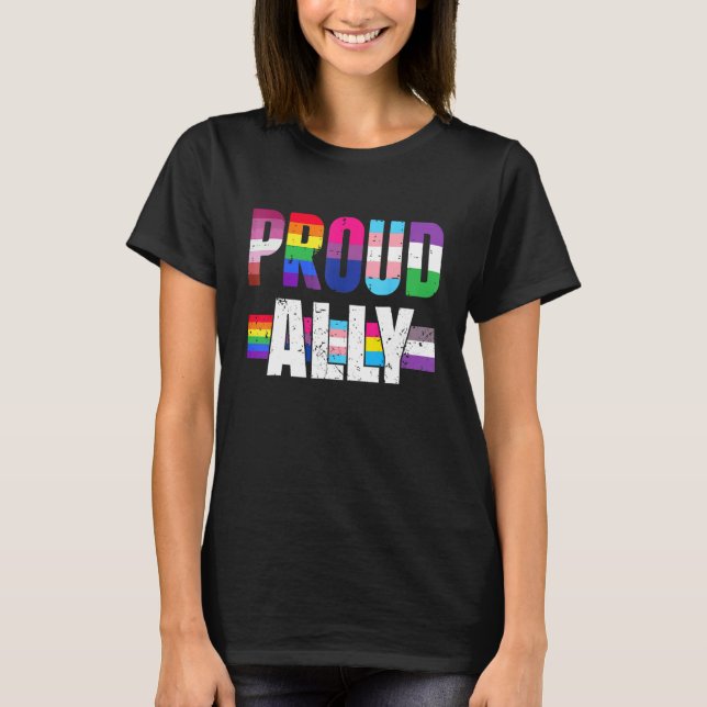 Camiseta Proud Ally  For Gay Pride Month Transgender Flag D (Anverso)