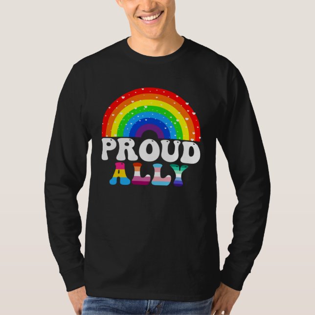 Camiseta Proud Ally LGBTQ Lesbian Gay Bisexual Trans Rainbo (Anverso)