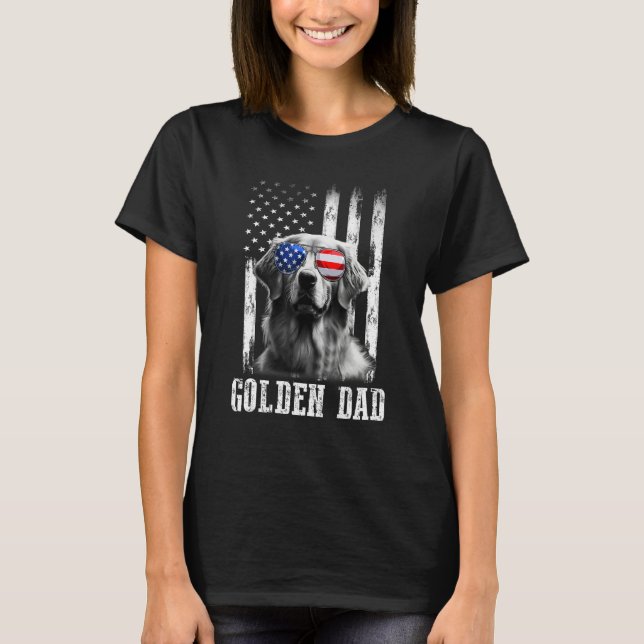 Camiseta Proud American Golden retriever Flag  Dog Dad Mom (Anverso)