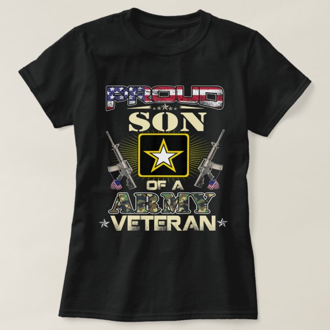 Camiseta Proud Army Son Veteran USA Flag Gifts For Fathers  (Diseño del anverso)