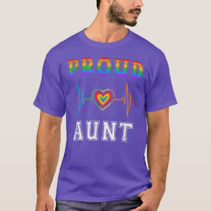 Camiseta Proud Aunt LGBT Rainbow Heartbeat Family Gay Pride