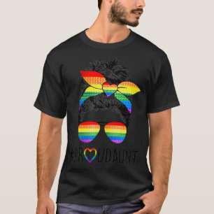 Camiseta Proud Aunt Messy Bun Lgbt Mom Lgbt Gay Pride Lgbtq