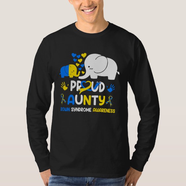 Camiseta Proud Aunty Down Syndrome Awareness Yellow Blue Ri (Anverso)