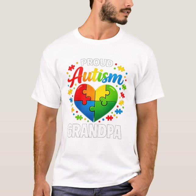 Camiseta Proud Autism Grandpa Autism Awareness Grandfather  (Anverso)