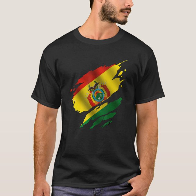 Camiseta Proud Bolivian Root Torn Ripped Bolivia Flag (Anverso)