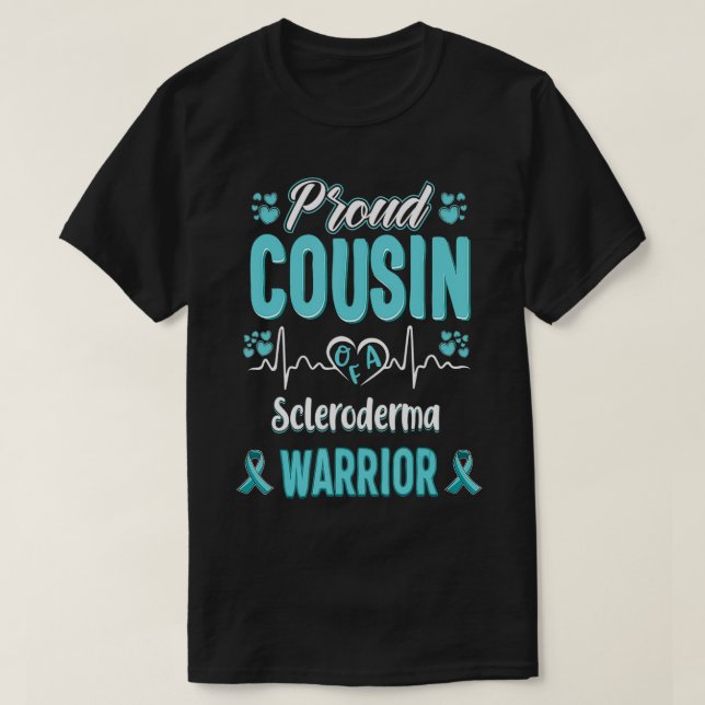 Camiseta proud Cousin Scleroderma warrior awareness ribbon  (Diseño del anverso)