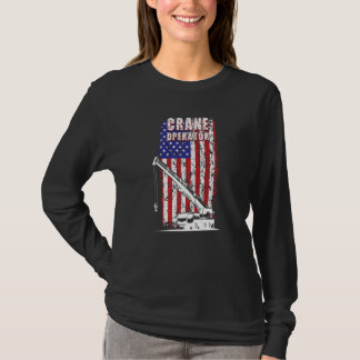 Camiseta Proud Crane Operator American Flag Crane Driver  1