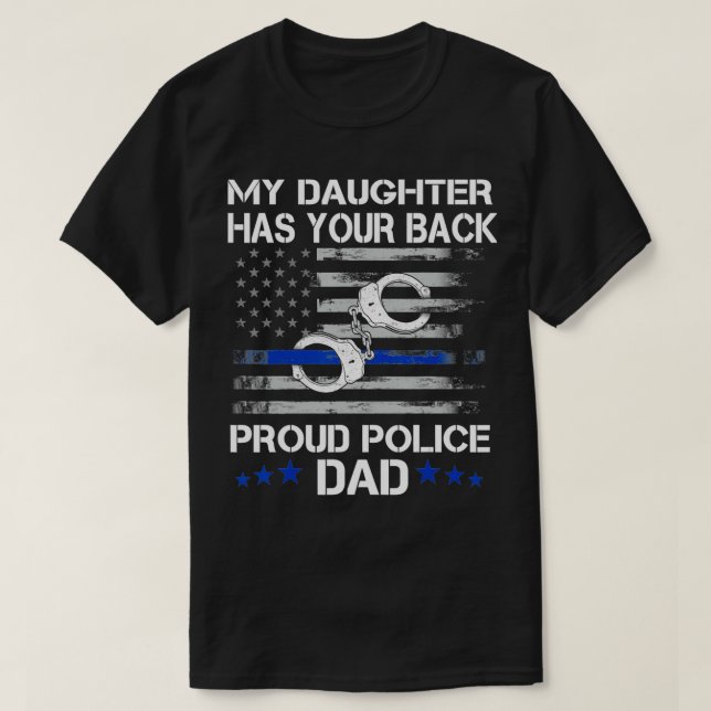Camiseta Proud Dad of a Police Officer design  Thin Blue Li (Diseño del anverso)