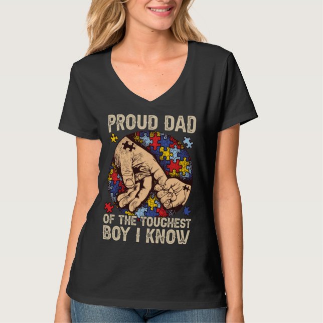 Camiseta Proud Dad Of The Toughest Boy I Know  Autism Aware (Anverso)