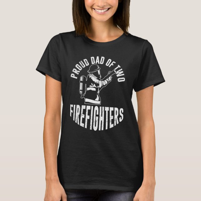Camiseta Proud Dad Of Two Firefighters Brave Heroes For Men (Anverso)