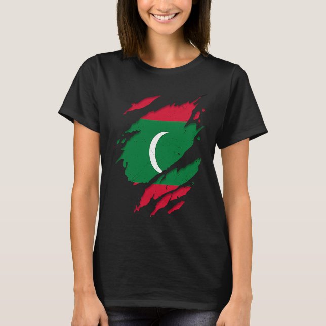 Camiseta Proud Dhivehin Torn Ripped Maldives Flag (Anverso)
