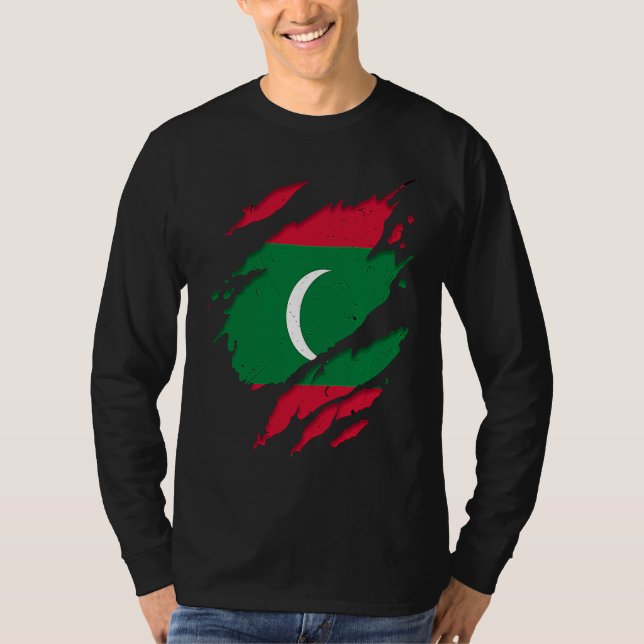 Camiseta Proud Dhivehin Torn Ripped Maldives Flag (Anverso)