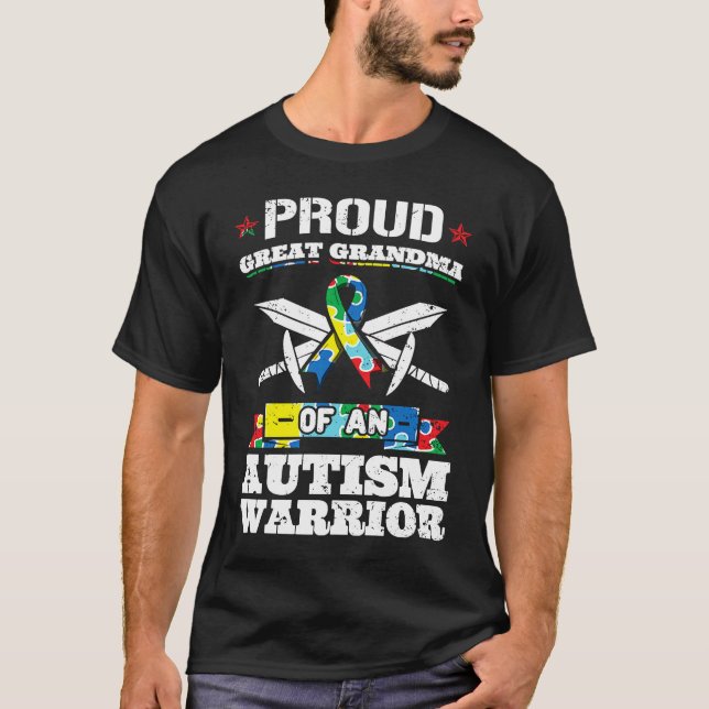Camiseta Proud Great Grandma Of An Autism Warrior Awareness (Anverso)