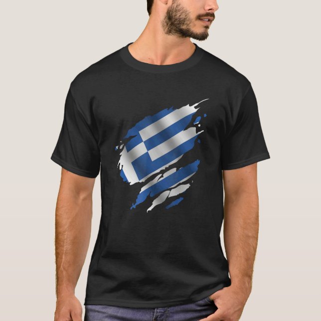 Camiseta Proud Greece Root Torn Ripped greek Flag (Anverso)