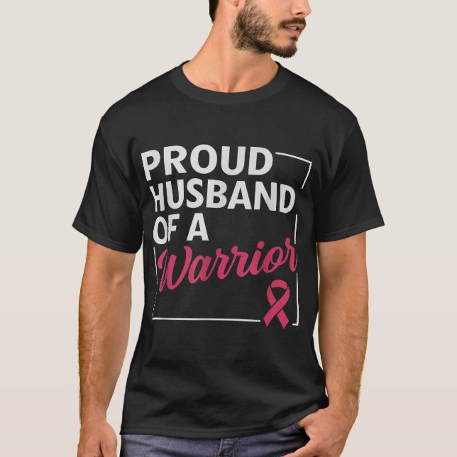 Camiseta Proud Husband Of Warrior Breast Cancer Awareness  (Anverso)