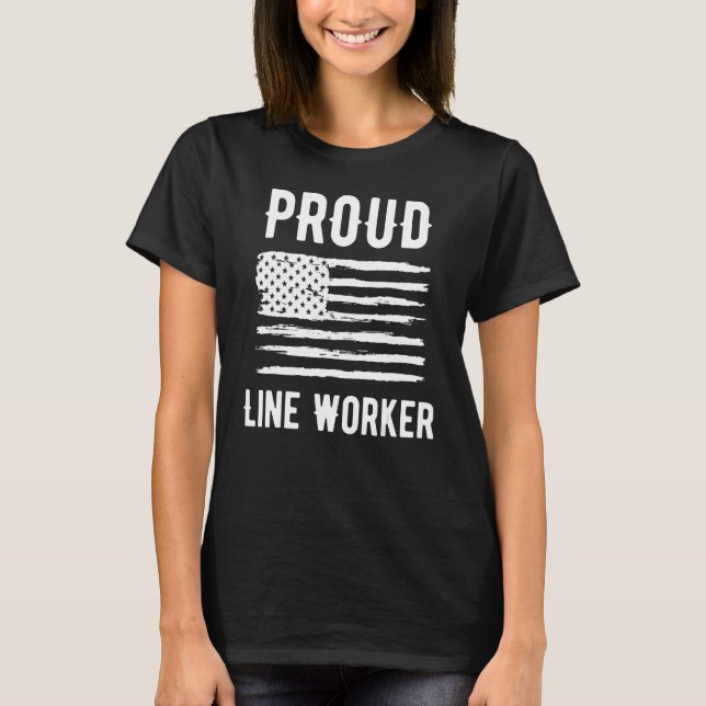 Camiseta Proud Line Worker Profession American Flag (Anverso)