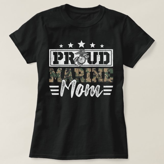 Camiseta Proud Marine Military Veteran Mom Mama Mommy Mothe (Diseño del anverso)