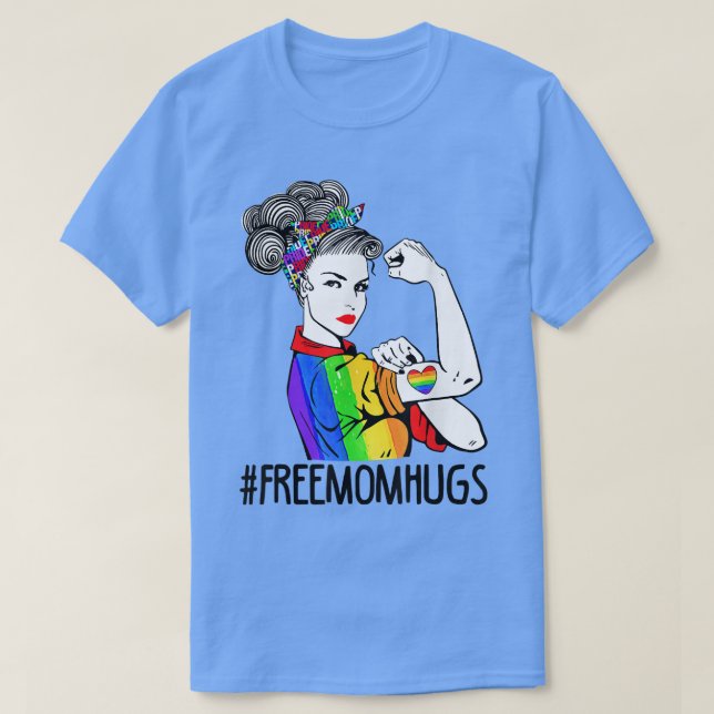 Camiseta Proud Mom Free Mom Hugs LGBT Mom Rainbow LGBTQ Gay (Diseño del anverso)