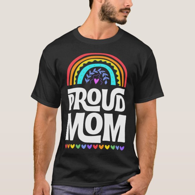 Camiseta Proud Mom Gay Pride Flag Mothers Day Bohemian Rain (Anverso)