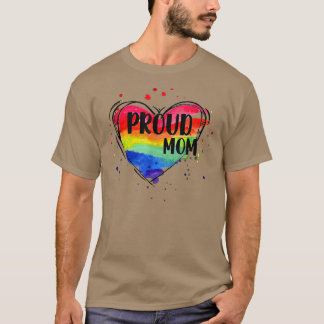 Camiseta Proud Mom LGBT parent rainbow heart LGBTQ Mother's