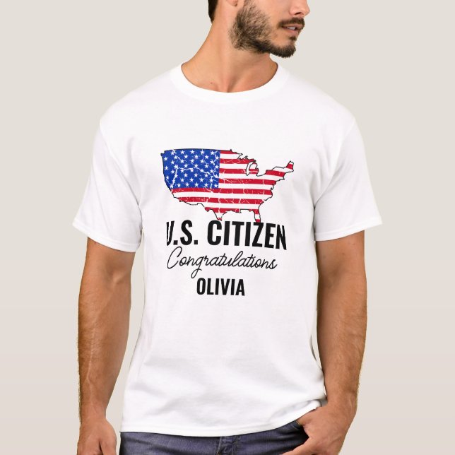Camiseta Proud New U.S. Citizen – American Map Citizenship (Anverso)