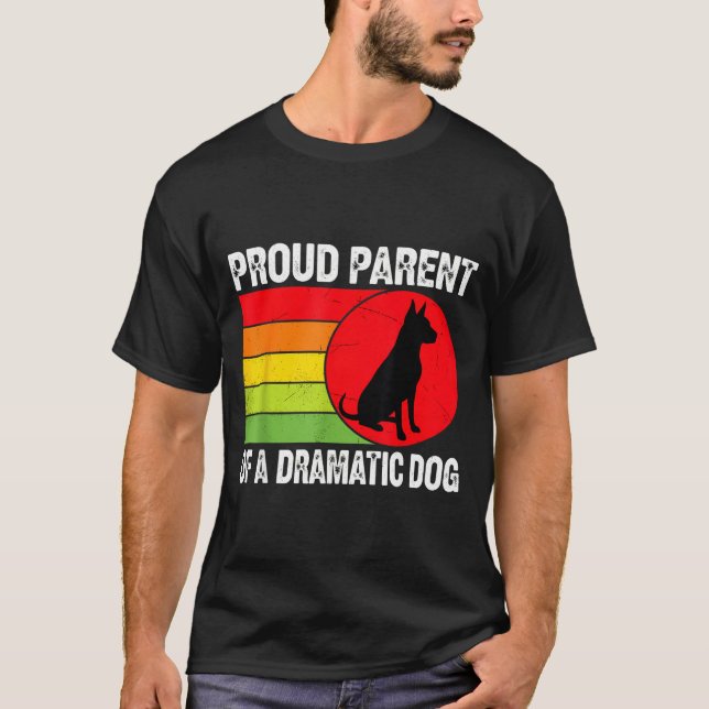 Camiseta Proud Parent Of A Dramatic Dog Silhouette Retro De (Anverso)