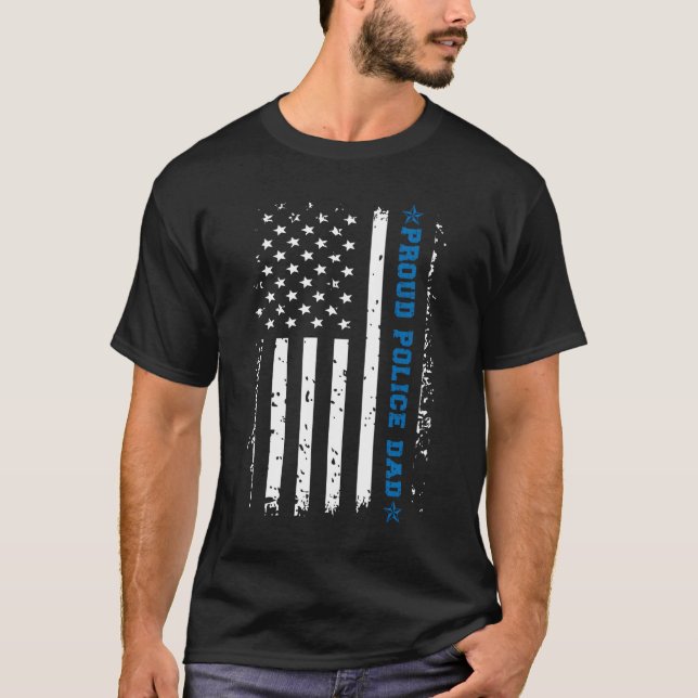 Camiseta Proud Police Dad Of A Police Officer Father Us Fla (Anverso)