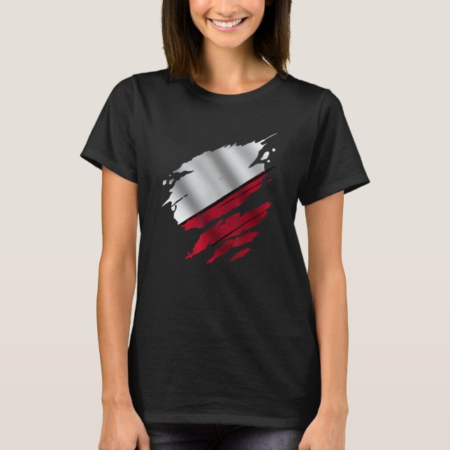 Camiseta Proud Polish Ripped Poland Flag (Anverso)