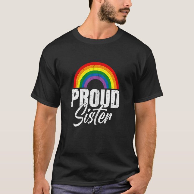 Camiseta Proud Sister Ally LGBT Lesbian Gay Pride Month LGB (Anverso)