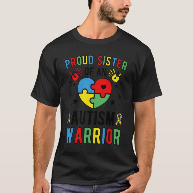 Camiseta Proud Sister Of Autism Warrior Sister Autism Siste (Anverso)