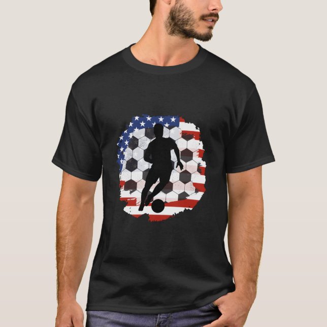 Camiseta Proud Soccer Player American Flag Soccer 4Th Of Ju (Anverso)