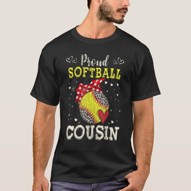 Camiseta Proud Softball Cousin Leopard Game Day Spirit Play (Anverso)