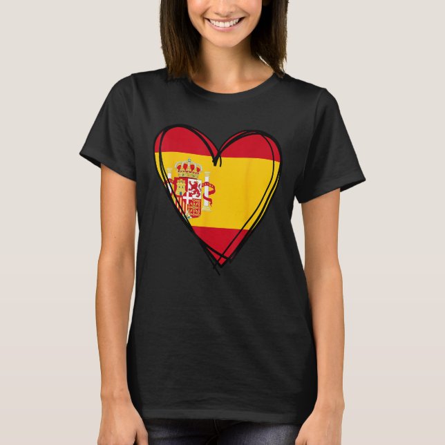 Camiseta Proud Spanish Boy Girl Aunt Dad Mom Spain Flag Hea (Anverso)