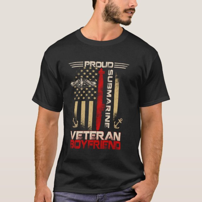 Camiseta Proud Submarine Veteran Boyfriend US Flag Patrioit (Anverso)