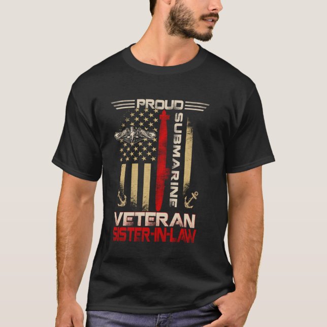 Camiseta Proud Submarine Veteran Sister In Law US Flag Patr (Anverso)