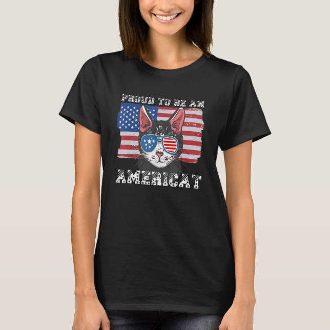 Camiseta Proud To Be An Americat For Patriotic Cat (Anverso)