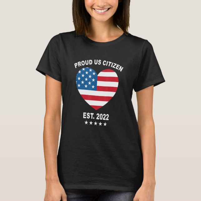 Camiseta Proud Us Citizen 2022 American Flag Heart New Usa  (Anverso)