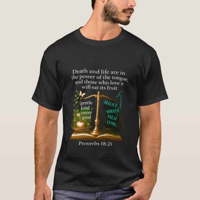 Camiseta Proverbios 1821 Versículo de la Biblia (Anverso)