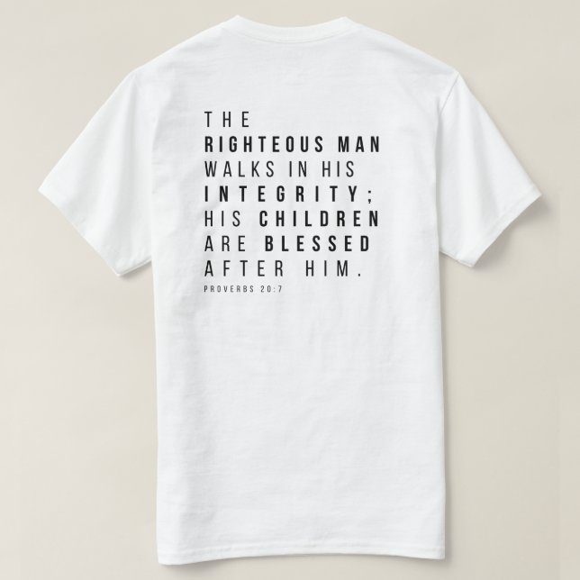 Camiseta Proverbios 20:7 Verso del Día del Padre el hombre  (Reverso del diseño)