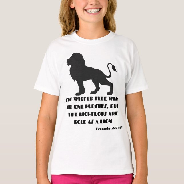 Camiseta Proverbios 28:1 Biblia contra cita Chica KJV (Anverso)