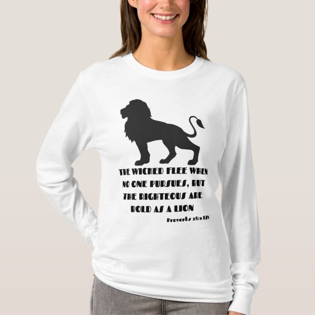 Camiseta Proverbios 28:1 Biblia Verse Cita KJV Mujeres (Anverso)