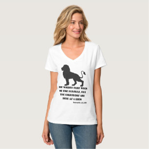 Camiseta Proverbios 28:1 Biblia Verse Cita KJV Mujeres V-Cu