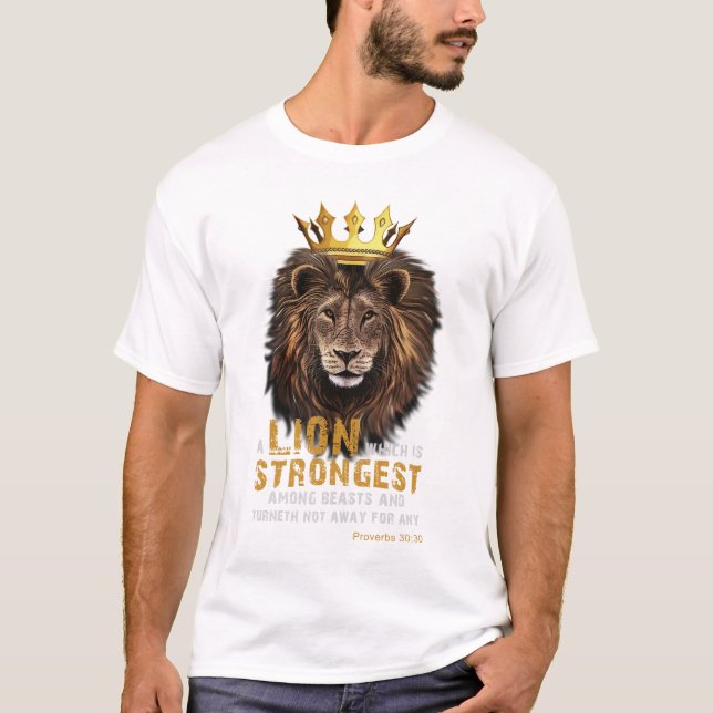 Camiseta Proverbios 30:30 KJV Bible Scripture Cita Unisex (Anverso)