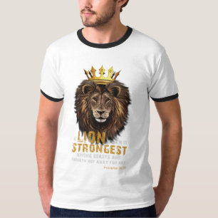 Camiseta Proverbios 30:30 KJV Biblia Guión masculino